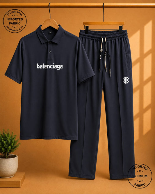 Men's Premium Imported Lining Nylon  T-Shirt & Trouser Set – Navy Blue