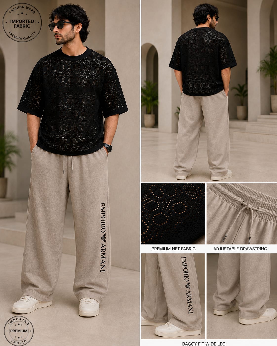 100% Import Quality Premium Mesh Set - Black simple/ grey