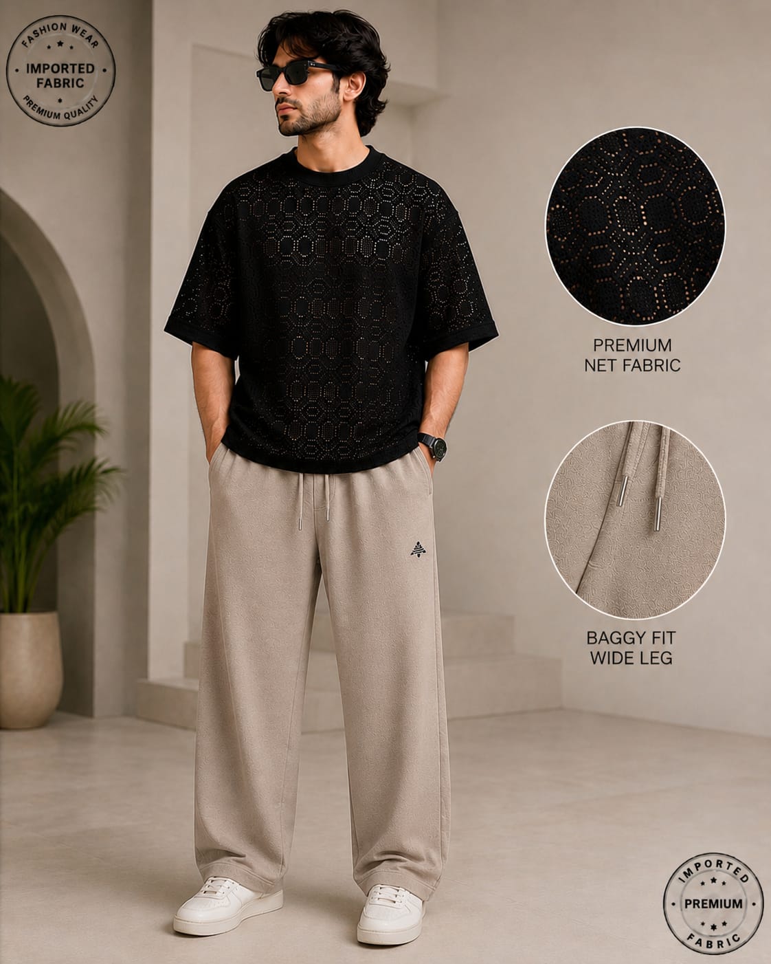 100% Import Quality Premium Mesh Set - Black simple/ grey