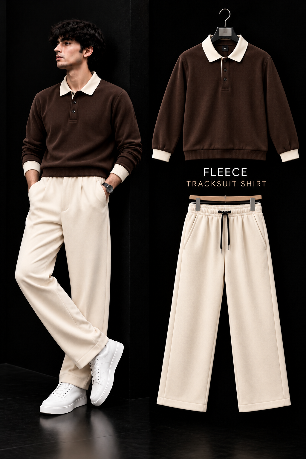 Polo Full Sleeve Fleece Winter Set-Dark