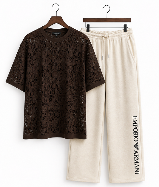100% Import Quality Premium Mesh Set - Brown Cream