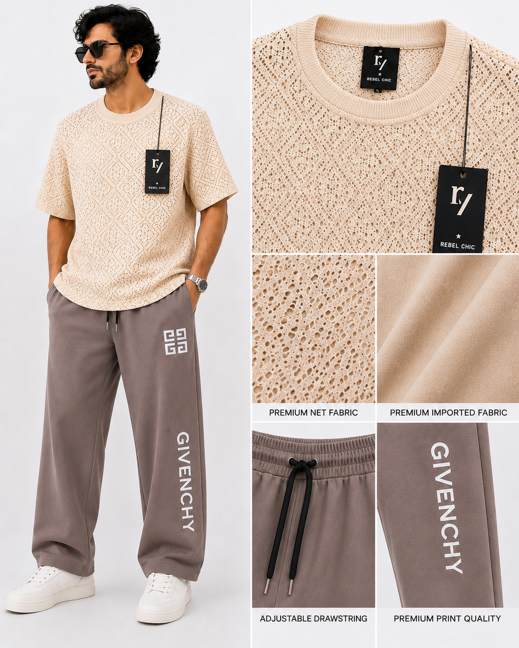 China Stuff Import Quality Premium Mesh Set - off white Simpe/light brown