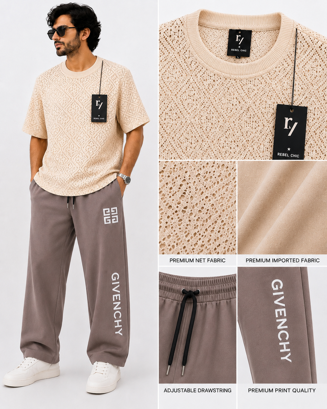 China Stuff Import Quality Premium Mesh Set - off white Simpe/light brown
