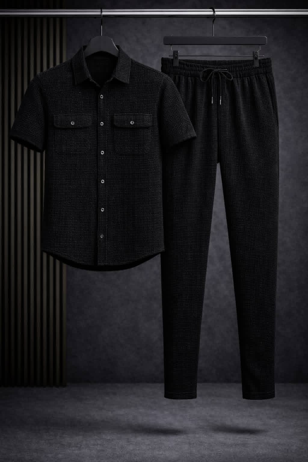 Safari Suit Set-Thermal Fabric - Black