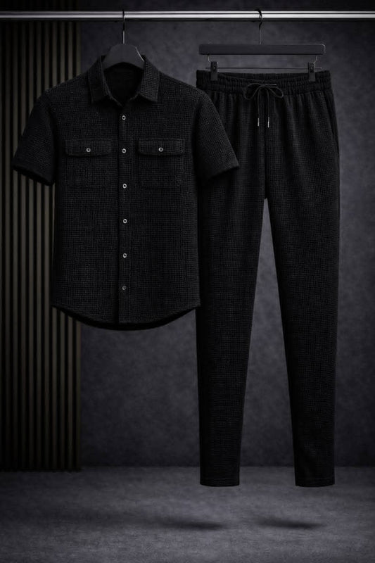 Safari Suit Set-Thermal Fabric - Black