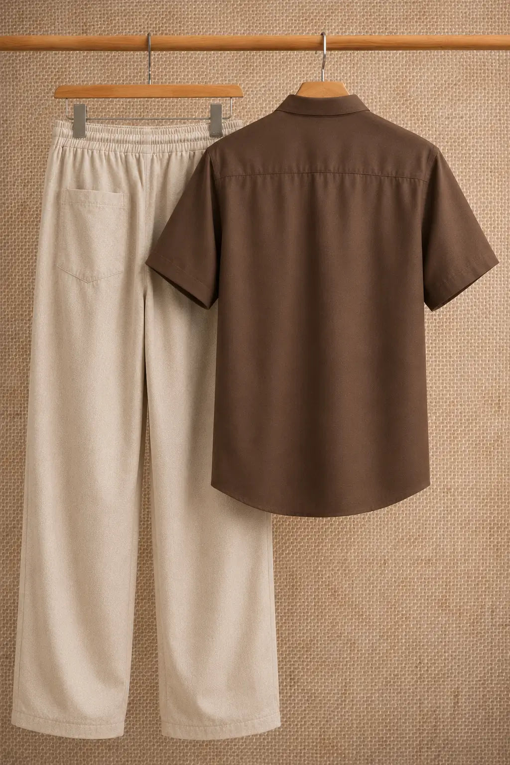 Cuban Collar Shirt & Baggy Fit Trouser Co-Ord Set- Brown