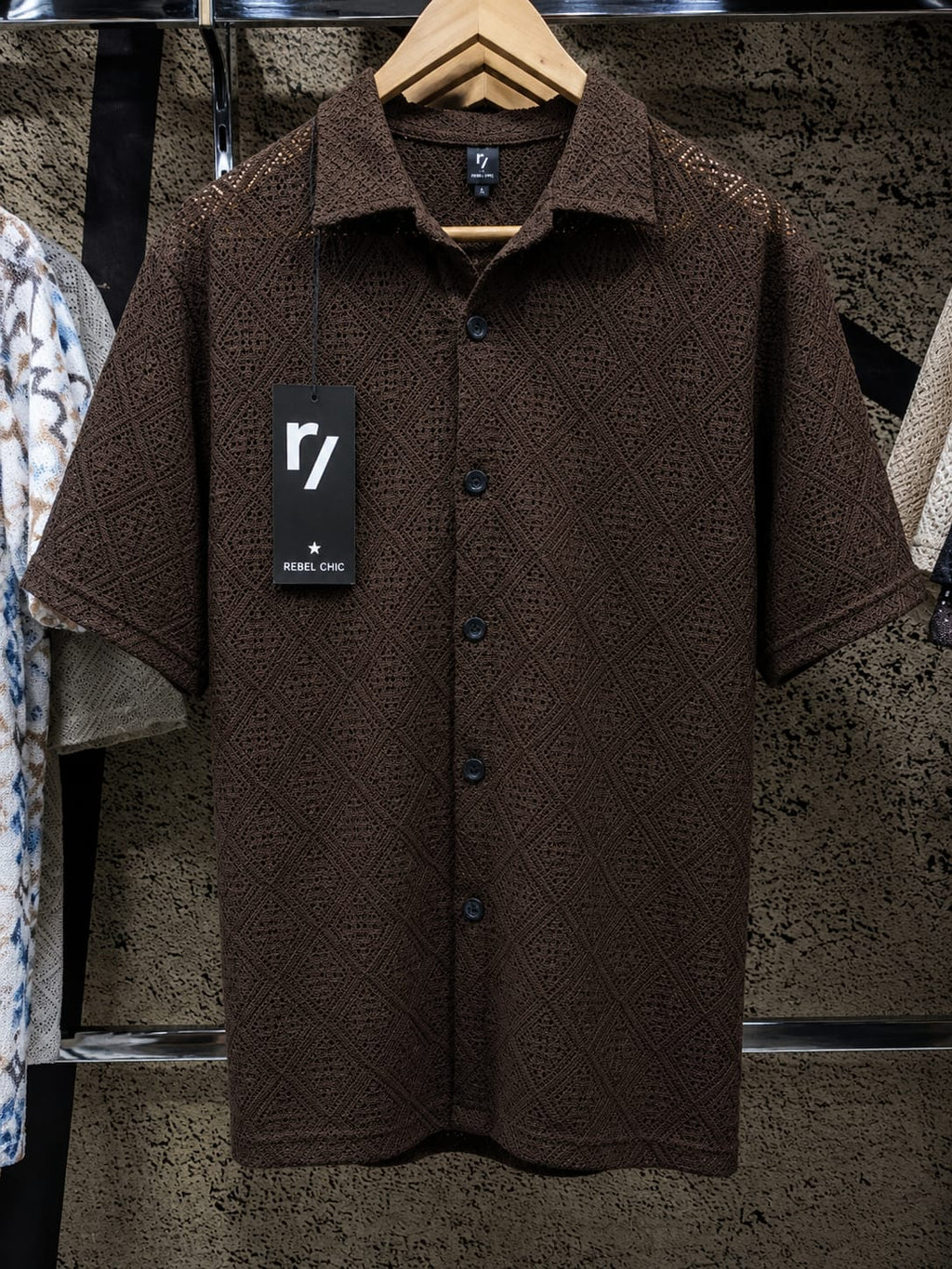 China Stuff Import Quality Premium Mesh Set - Brown button/Off White