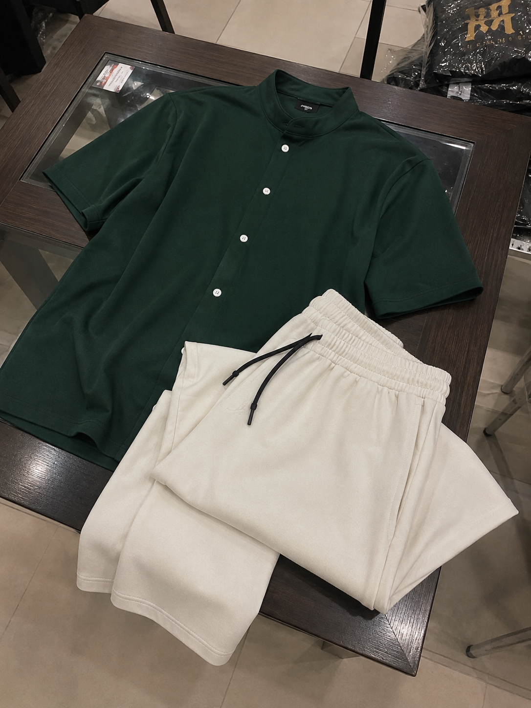 Cuban Collar Shirt & Baggy Fit Trouser Co-Ord Set- Green