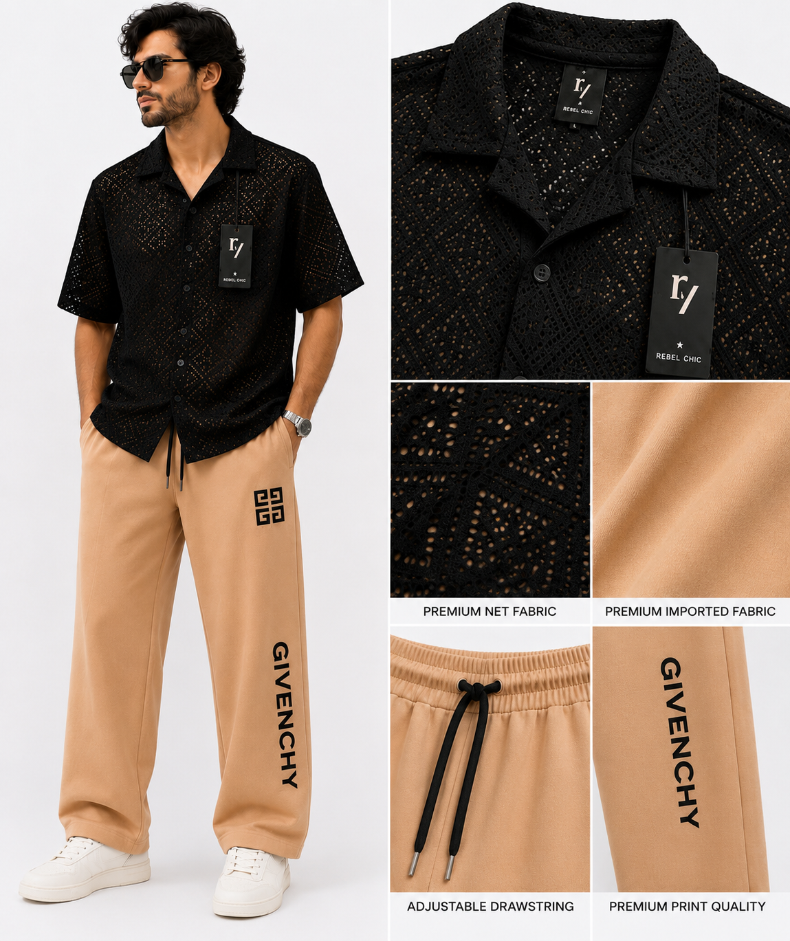China Stuff Import Quality Premium Mesh Set - Black button/Skin
