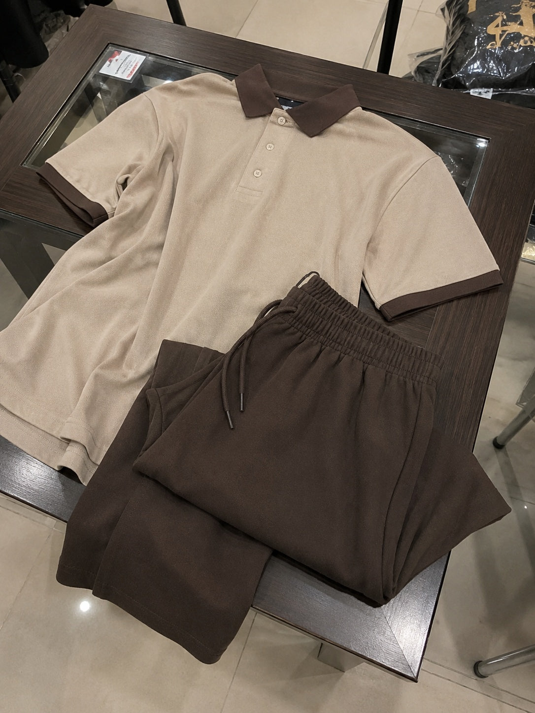 Cuban Collar Shirt & Baggy Fit Trouser Co-Ord Set- Mocha Brown