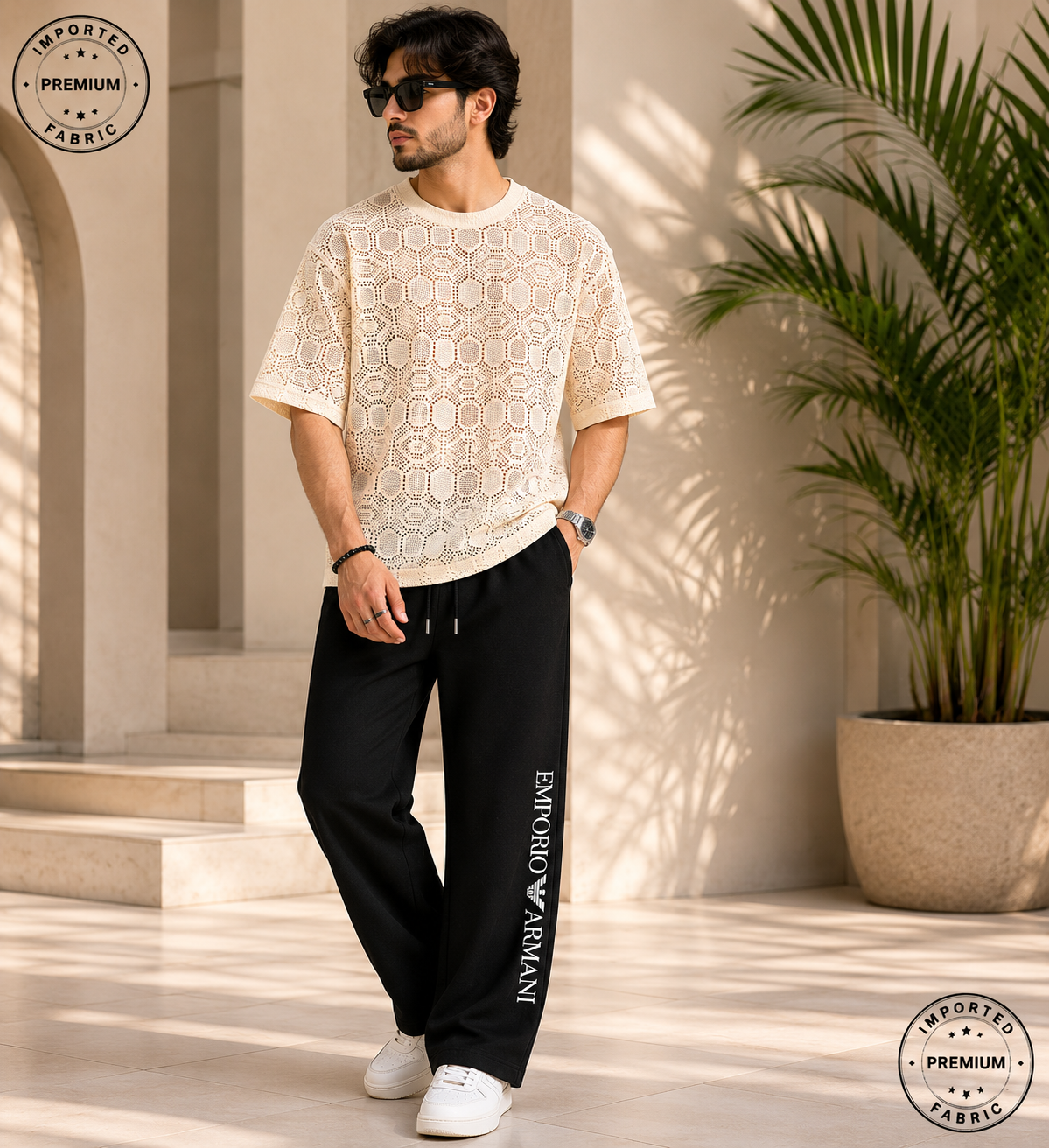 100% Import Quality Premium Mesh Set - of white simple/Black