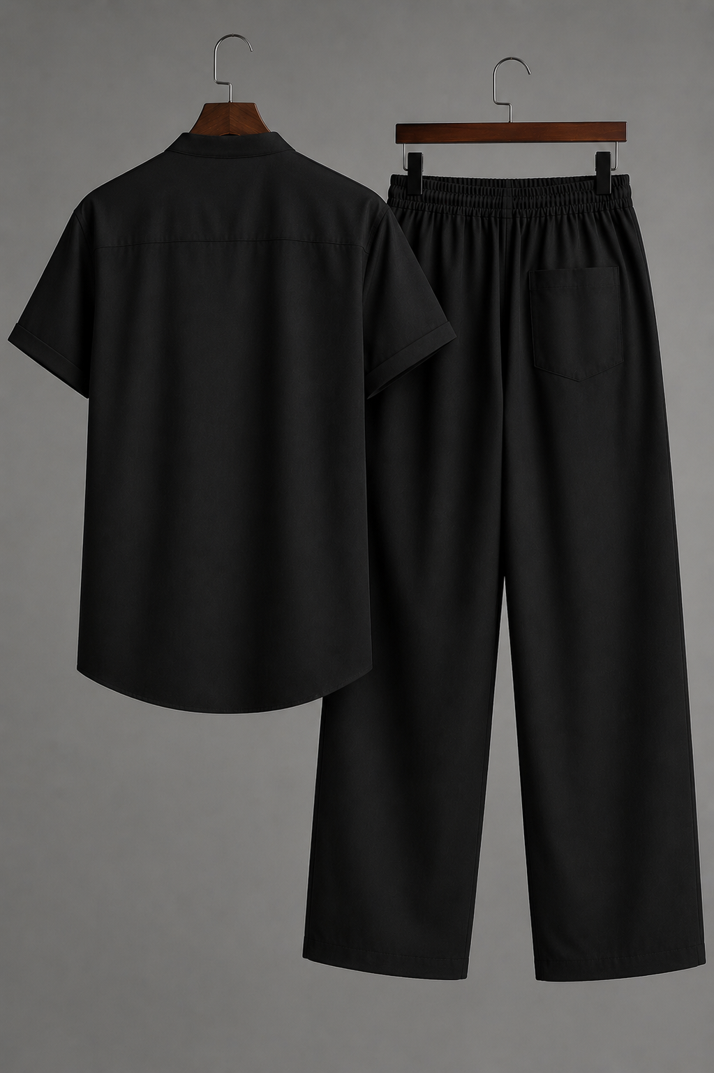 Cuban Collar Shirt & Baggy Fit Trouser Co-Ord Set- Black