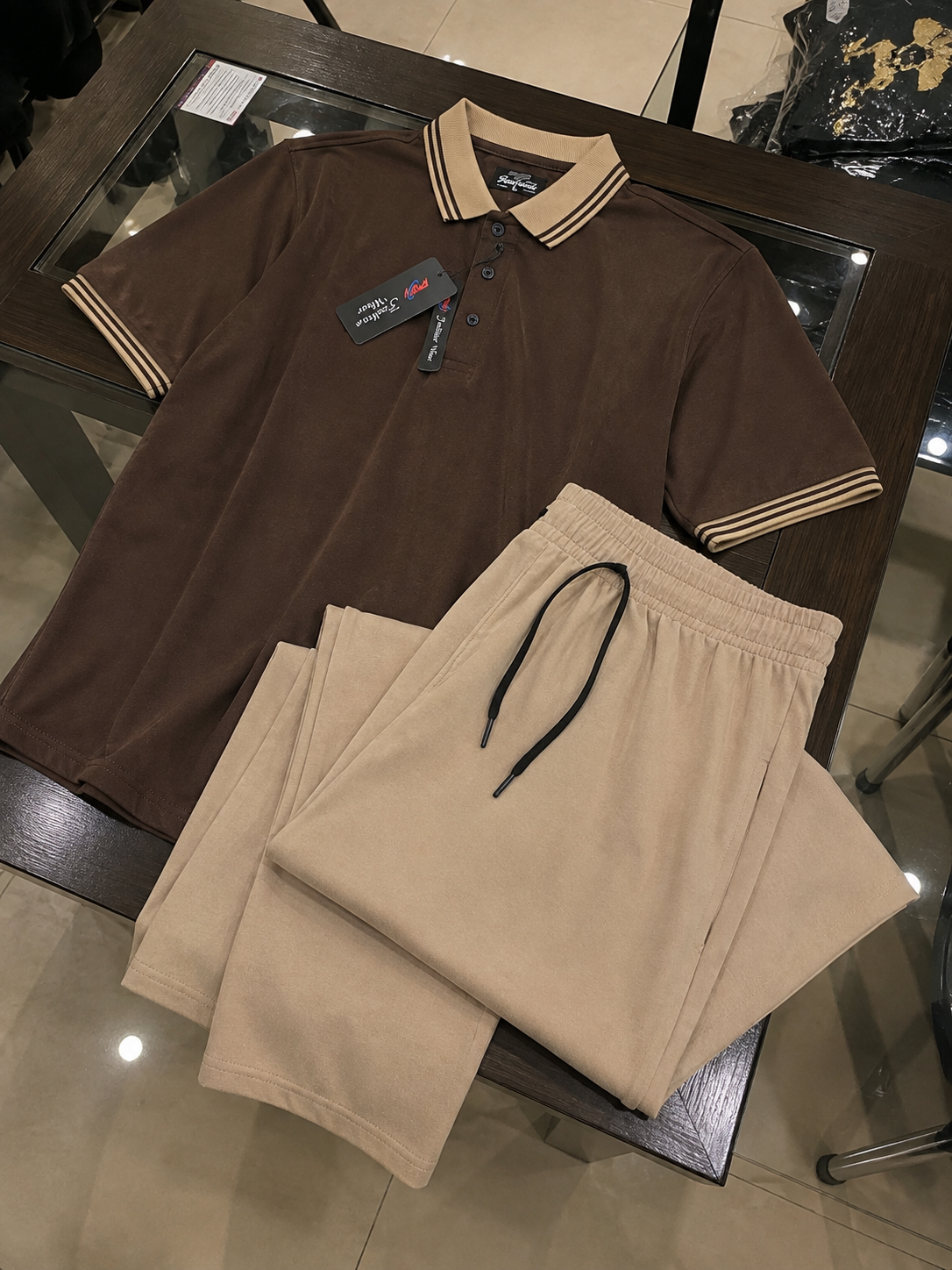 Cuban Collar Shirt & Baggy Fit Trouser Co-Ord Set- Coffee