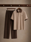 Cuban Collar Shirt & Baggy Fit Trouser Co-Ord Set- Mocha Brown