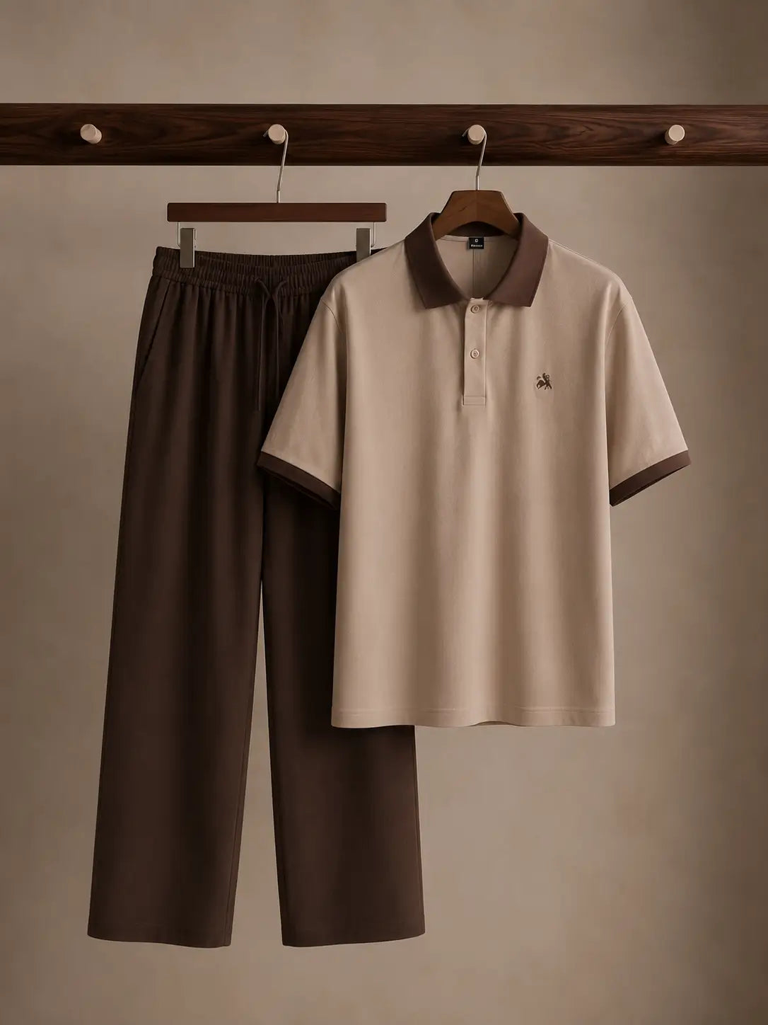 Cuban Collar Shirt & Baggy Fit Trouser Co-Ord Set- Mocha Brown