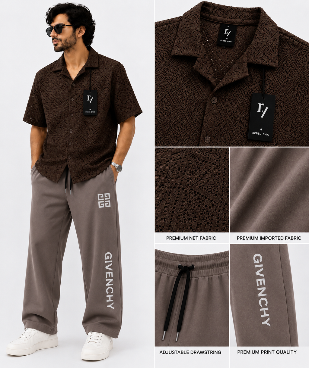 China Stuff Import Quality Premium Mesh Set - Brown Button/Light brown