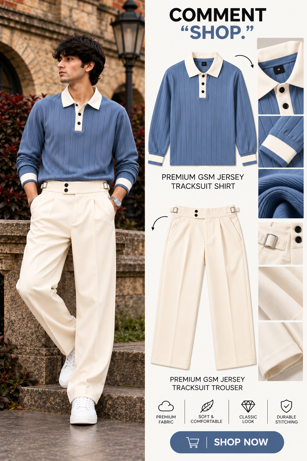 Polo Full Sleeve Winter Set- Dusty