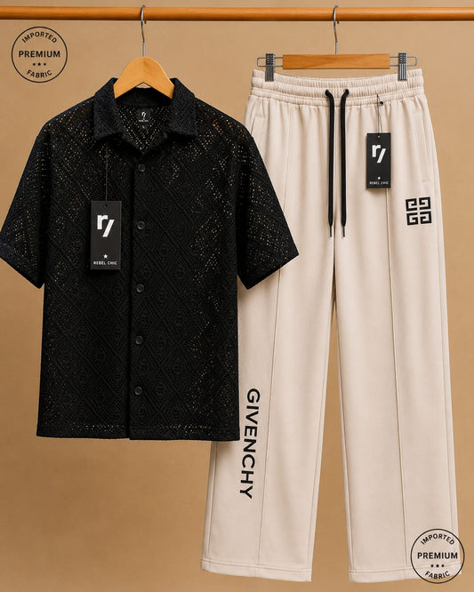 China Stuff Import Quality Premium Mesh Set - Black button/Off White