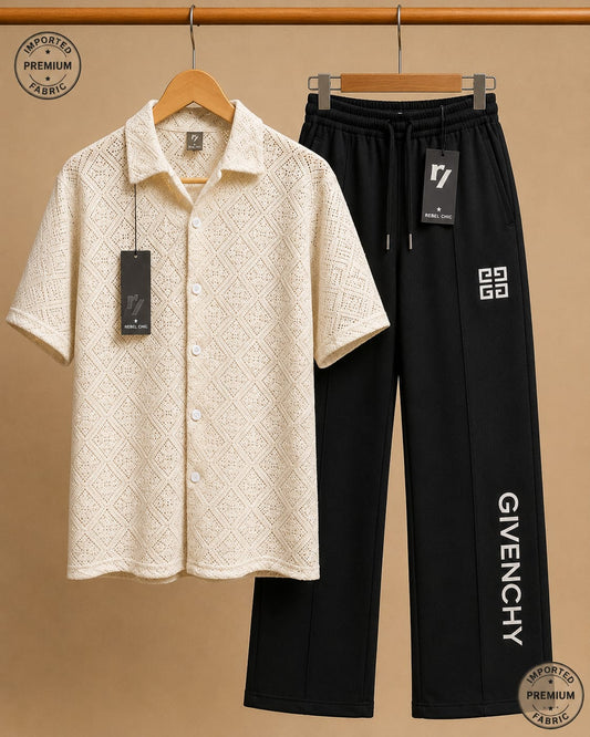 China Stuff Import Quality Premium Mesh Set - Off White button/Black