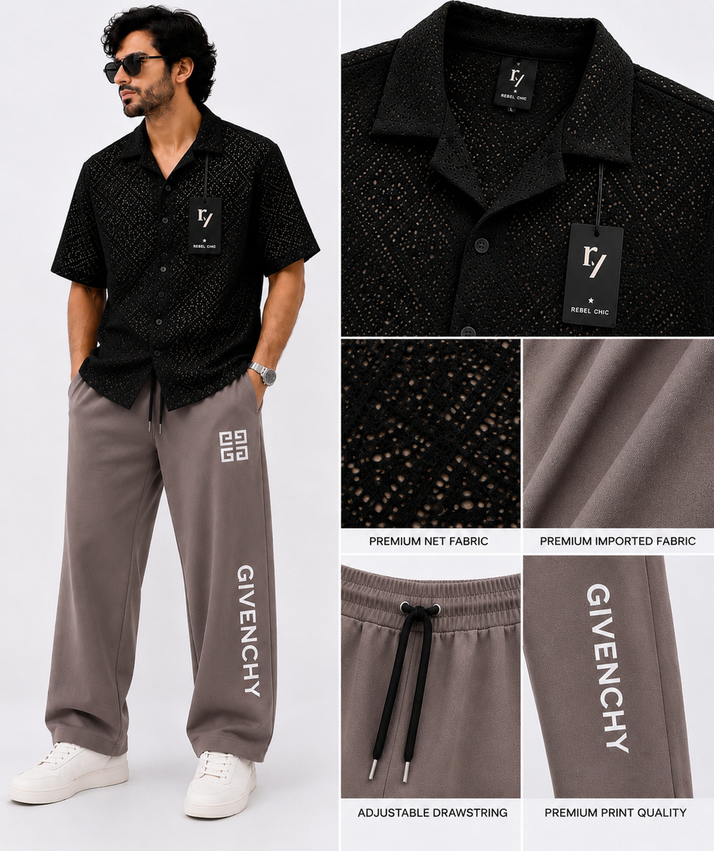China Stuff Import Quality Premium Mesh Set - Black Button/Light brown