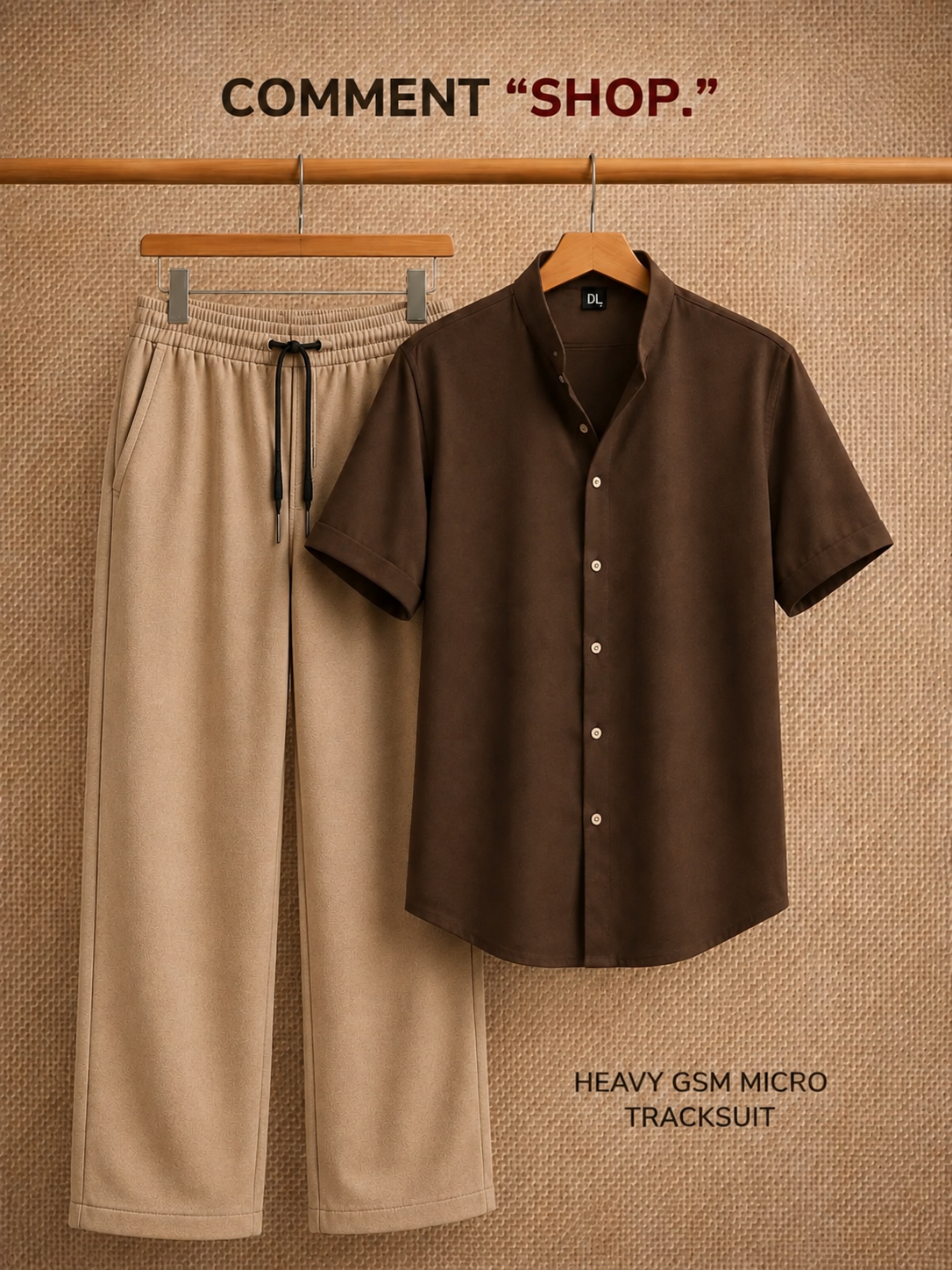 Cuban Collar Shirt & Baggy Fit Trouser Co-Ord Set- Brown