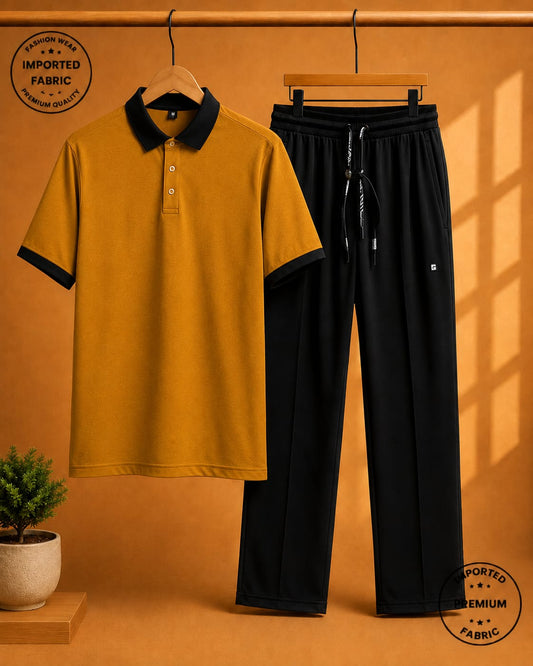 Cuban Collar Shirt & Baggy Fit Trouser Co-Ord Set- Yellow Black