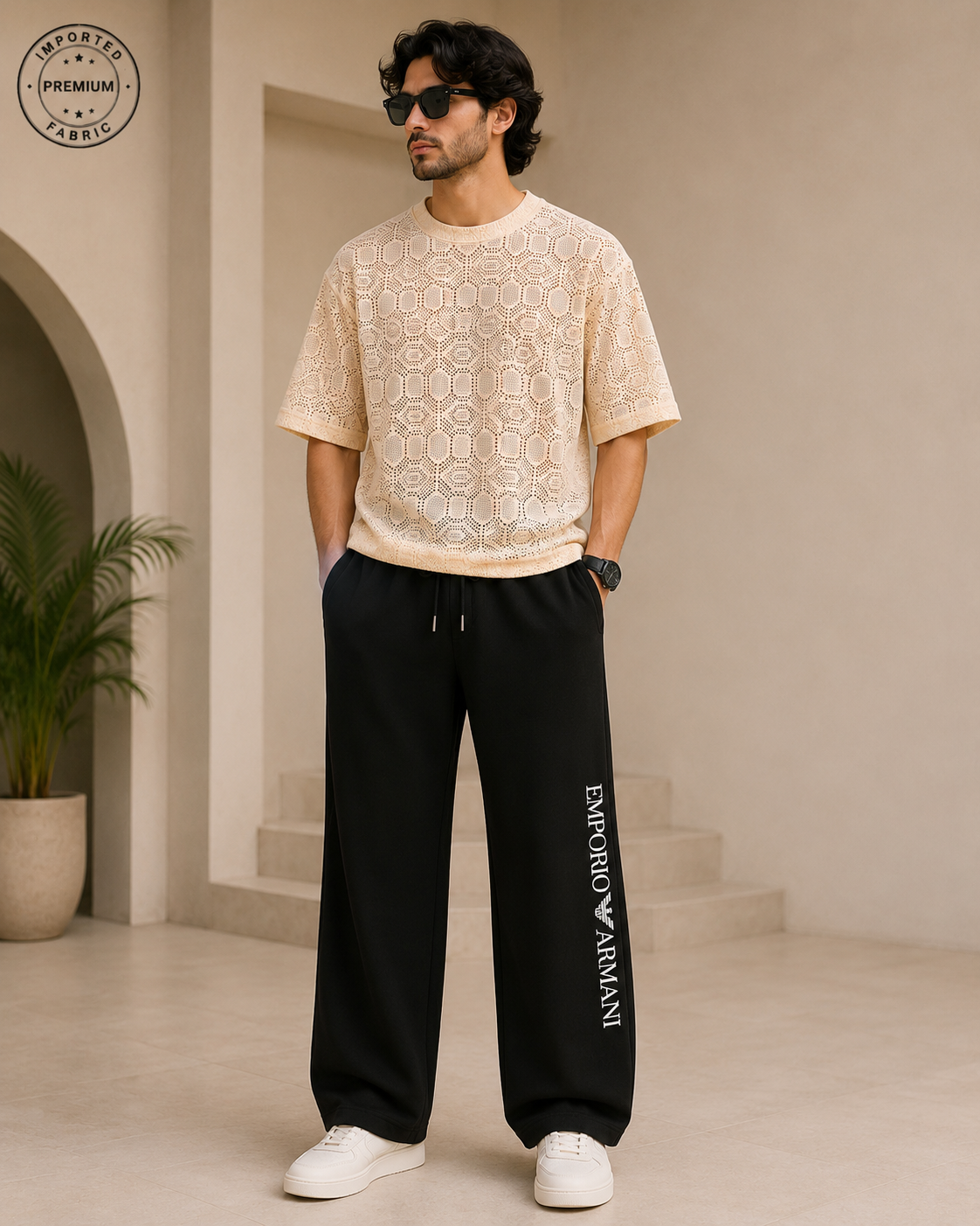 100% Import Quality Premium Mesh Set - of white simple/Black