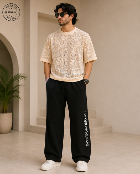 100% Import Quality Premium Mesh Set - off white simple/black