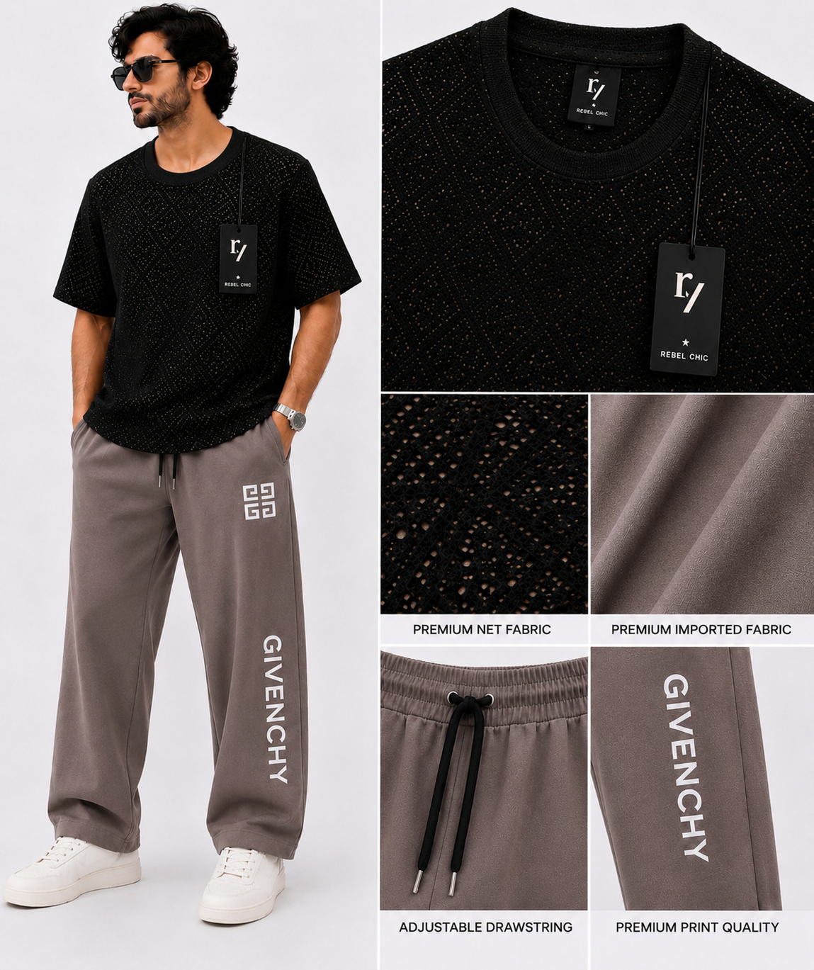 China Stuff Import Quality Premium Mesh Set - Black simple/Light brown