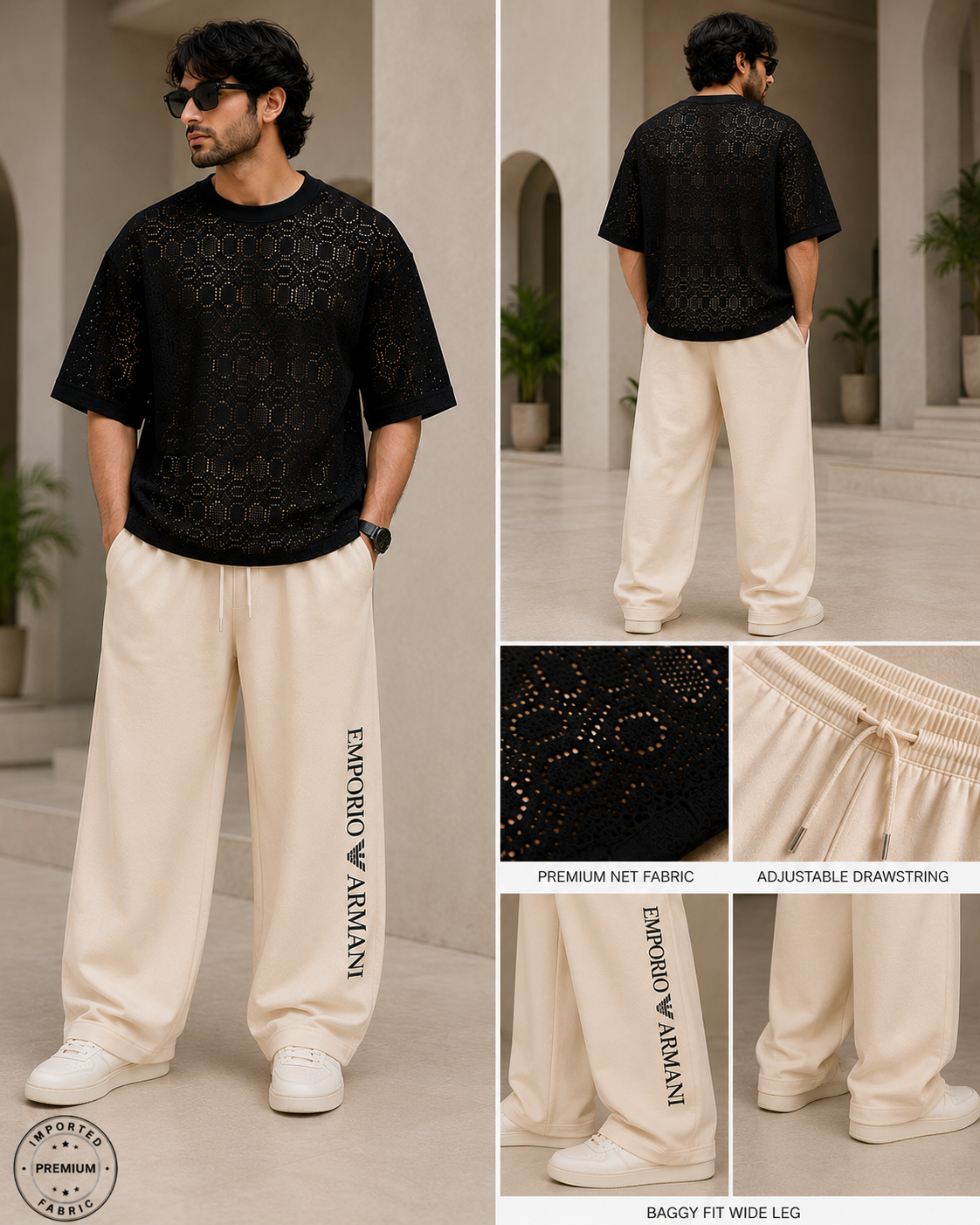 100% Import Quality Premium Mesh Set - Black simple / skin