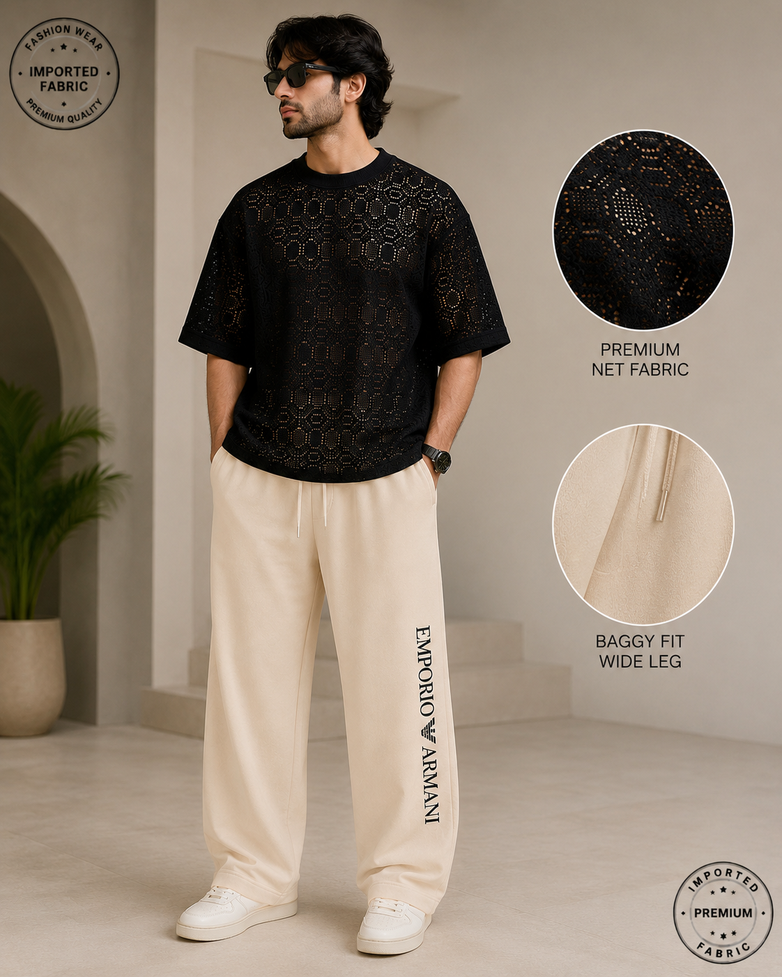 100% Import Quality Premium Mesh Set - Black simple / skin