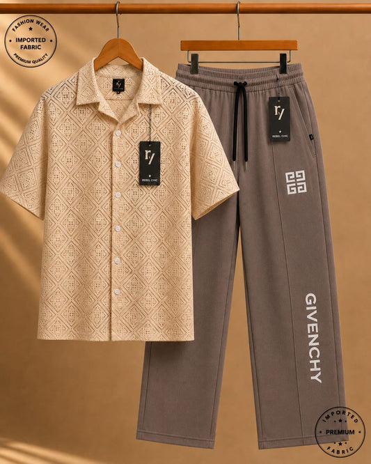 China Stuff Import Quality Premium Mesh Set - Off White Button/Light brown
