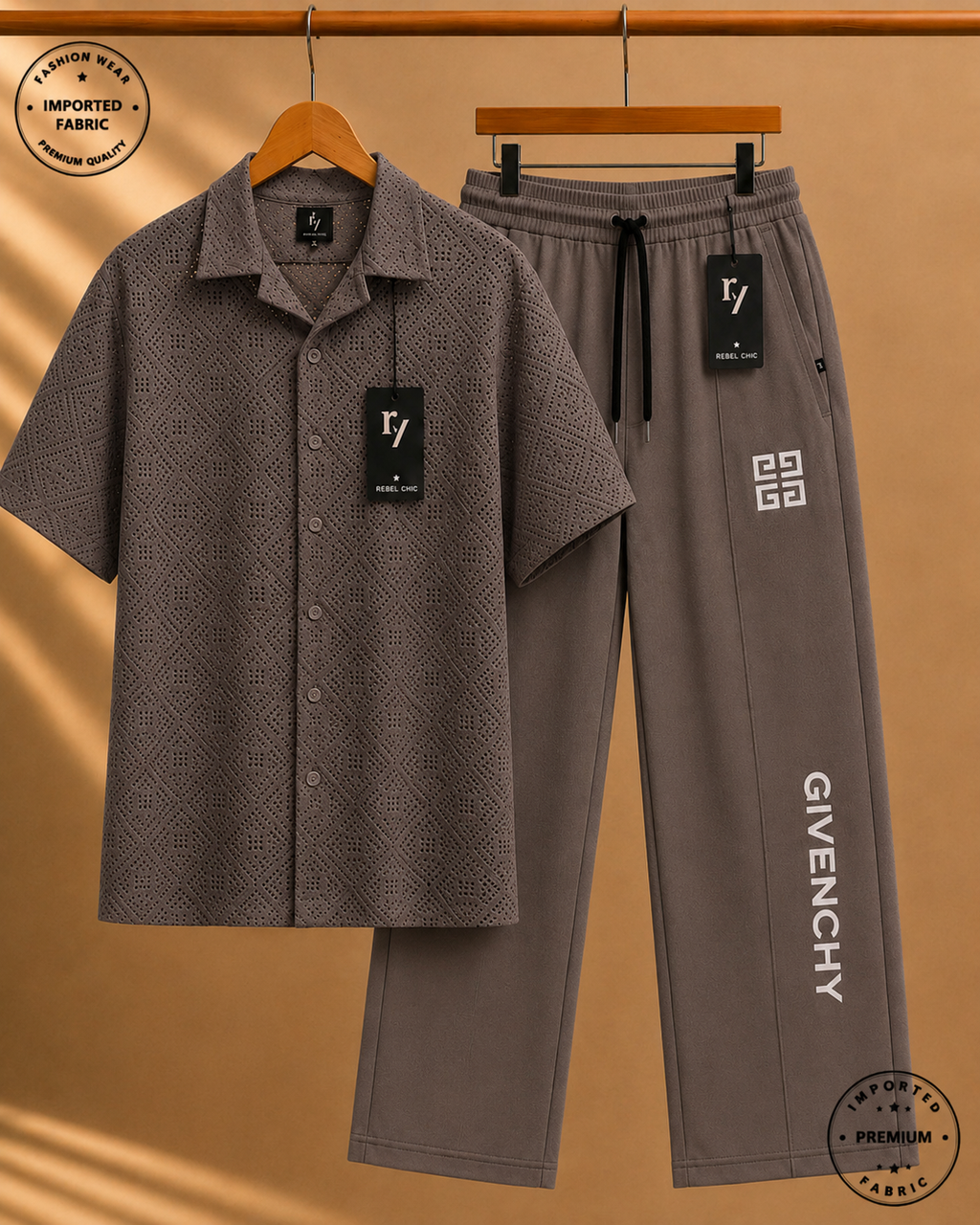 China Stuff Import Quality Premium Mesh Set - Grey Button/Light brown