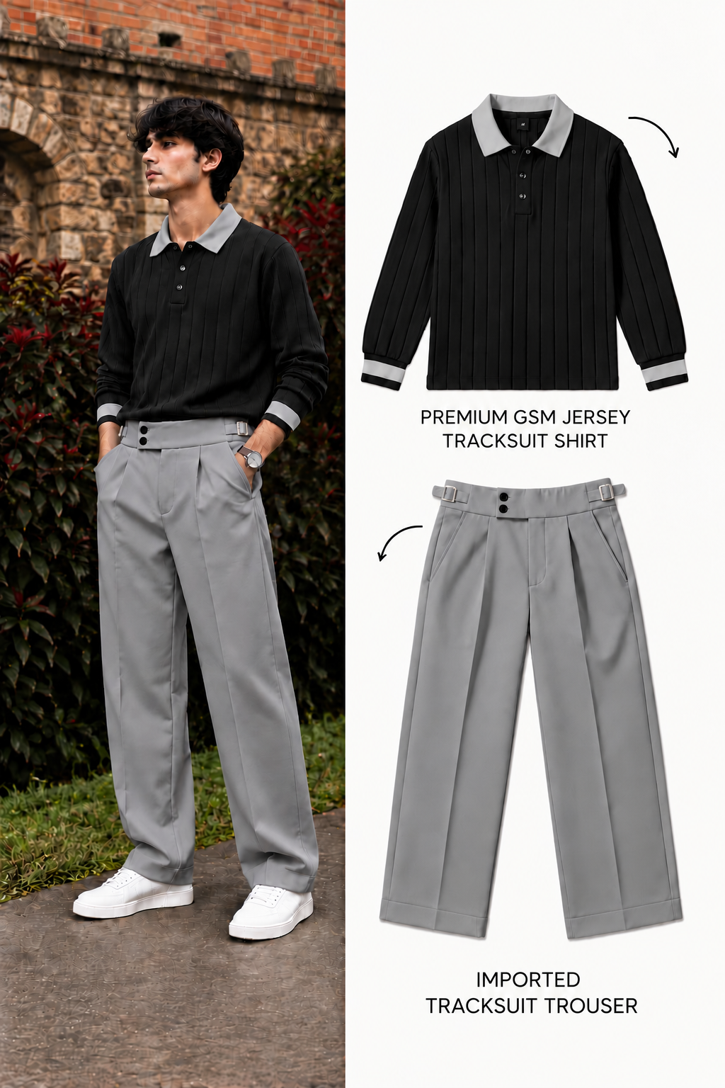 Polo Full Sleeve Winter Set- Charcoal